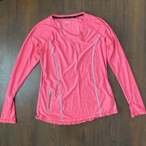 AVÍA PINK LONG SLEEVE V NECK SHIRT